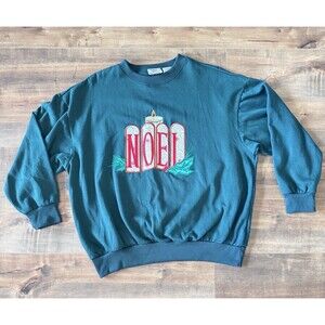 Vintage Nut Cracker NOEL Christmas Sweater Womens Size XL Green Holiday Ugly